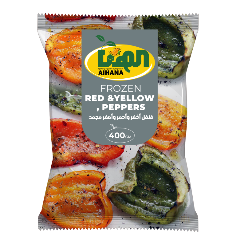 Frozen Green, red and yellow peppers